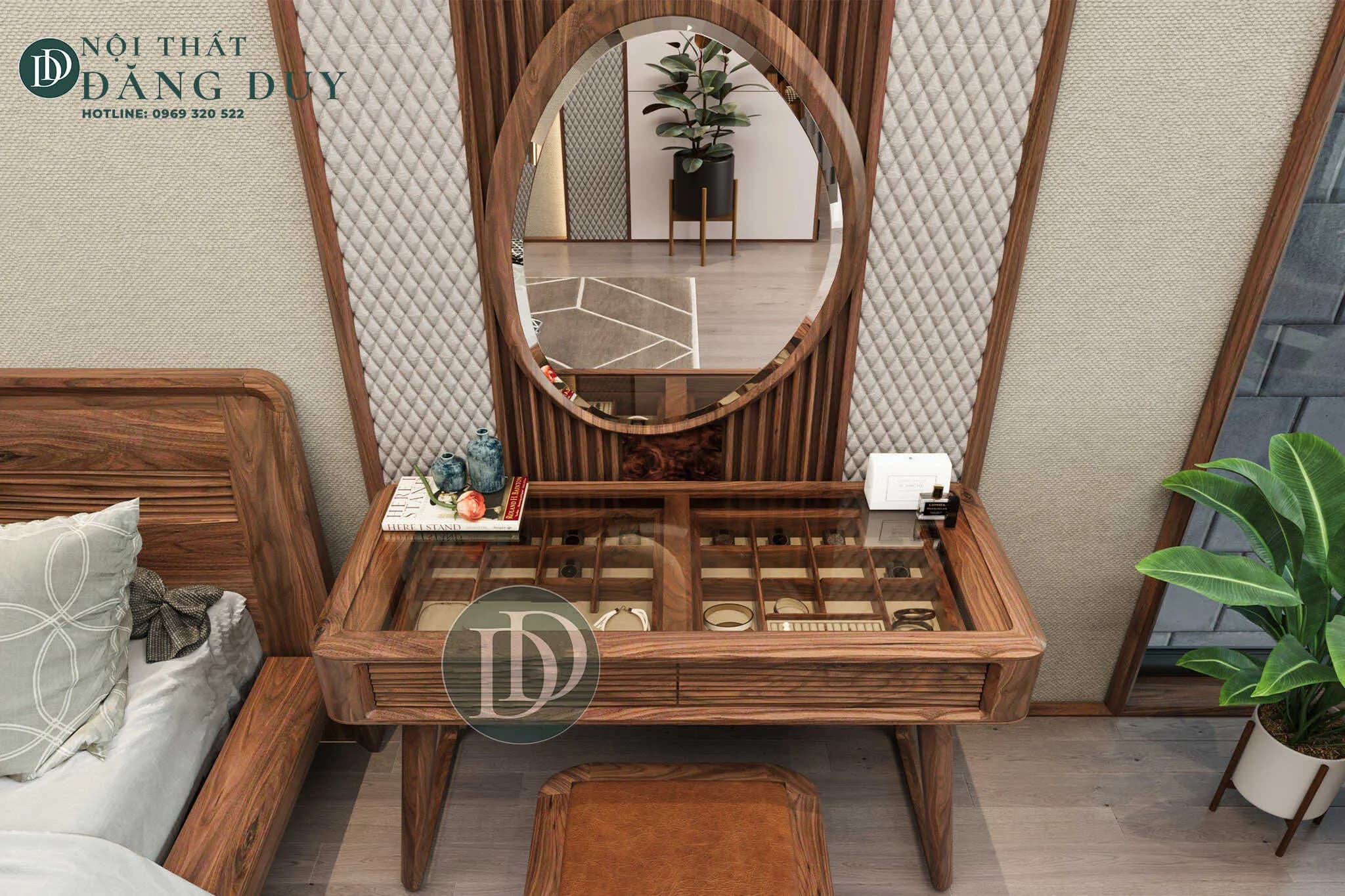 Bàn trang điểm gỗ óc chó BP01