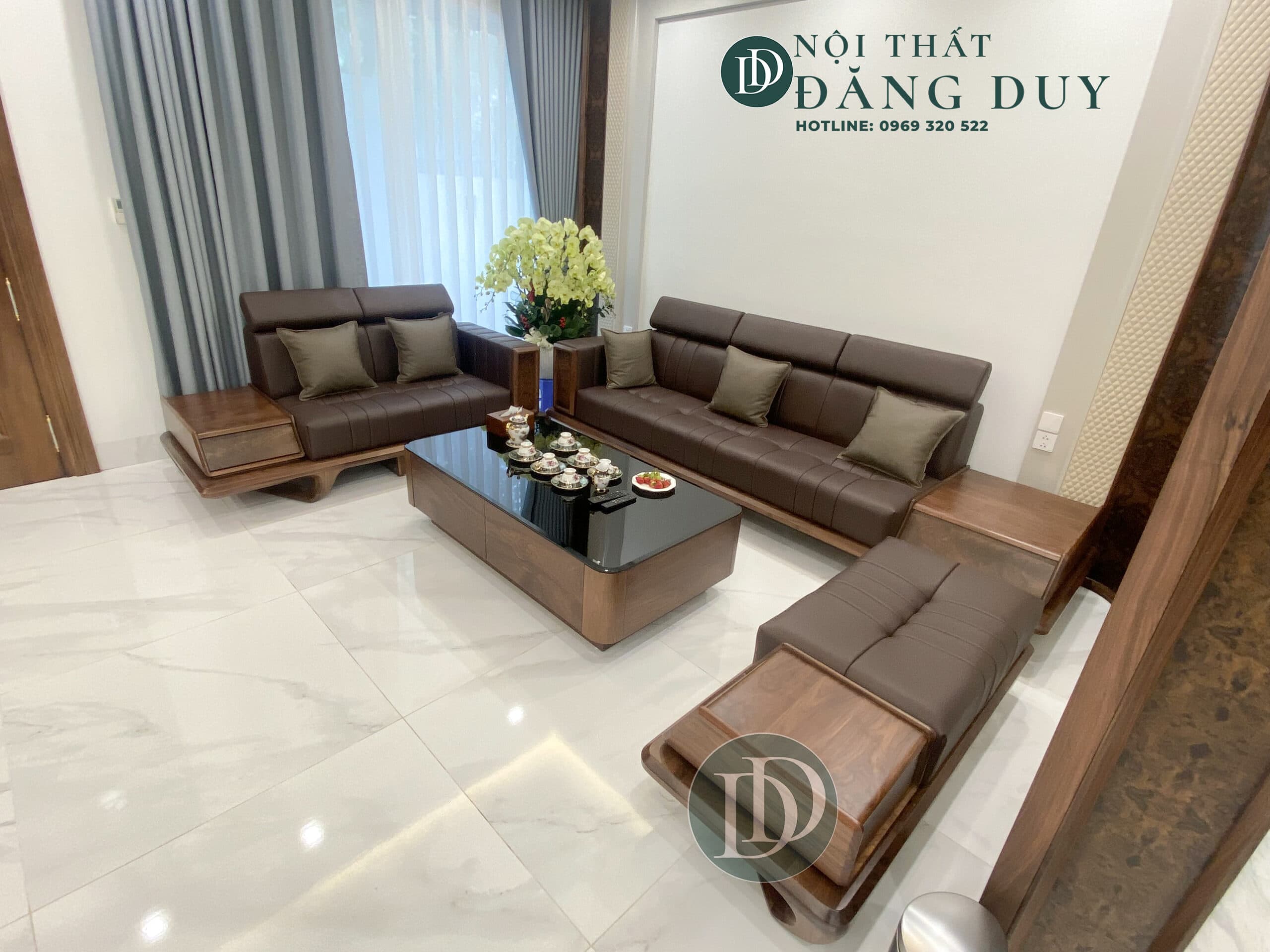 Mẫu sofa gỗ óc chó cao cấp SF03