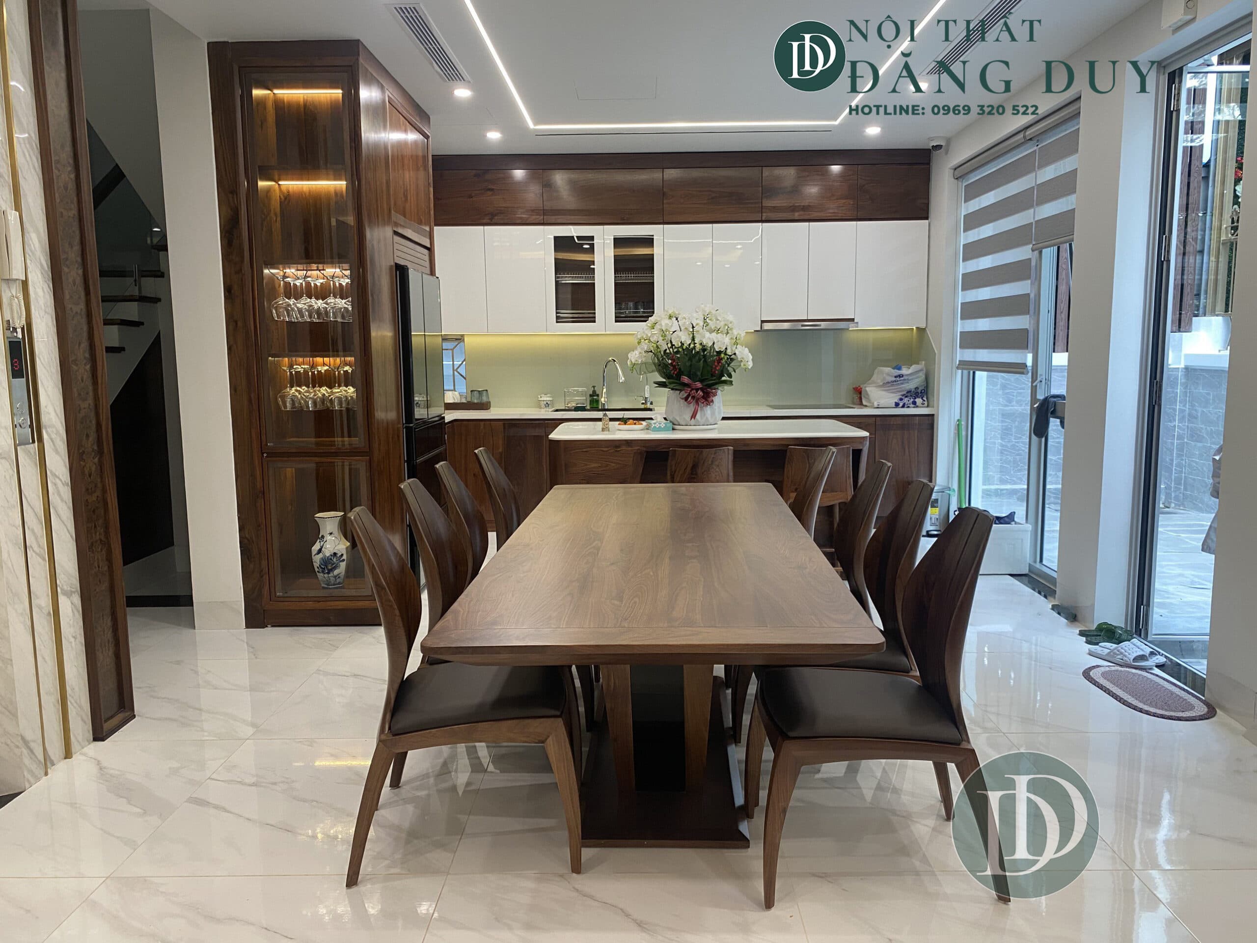 Bộ bàn ghế ăn gỗ óc chó BGA02