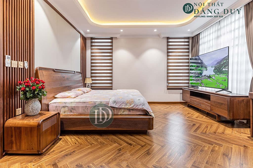 Mẫu giường gỗ óc chó mới nhất GN08