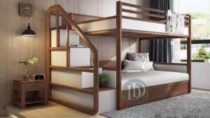Giường tầng gỗ óc chó kết hợp gỗ công nghiệp GT01