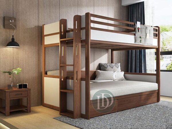 Giường tầng gỗ óc chó kết hợp gỗ công nghiệp GT02
