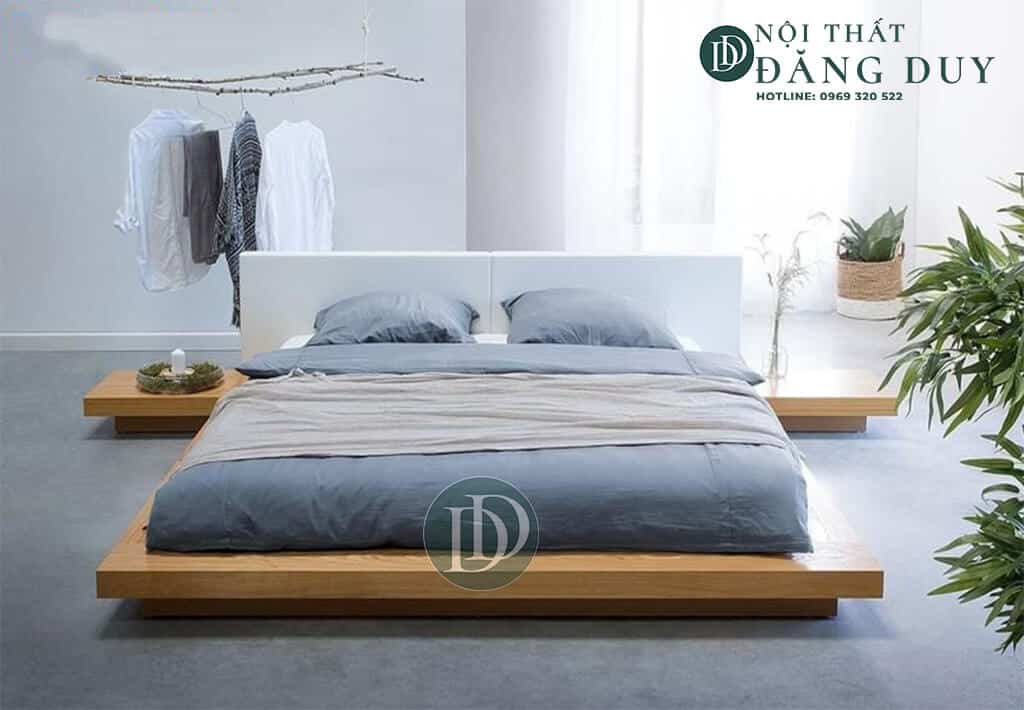 Giường ngủ gỗ sồi kiểu Nhật không chân